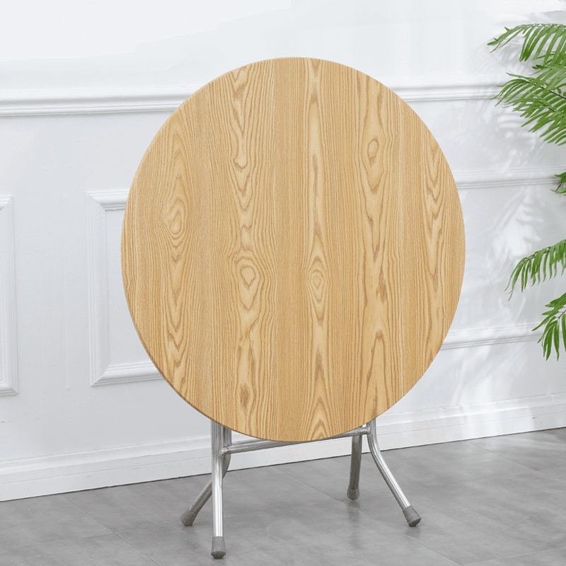 Art Deco Sepia/Natural Color/Cream Rounded Dining Table with Timber Top, Portable and Collapsible for 2 People thumbnail 5