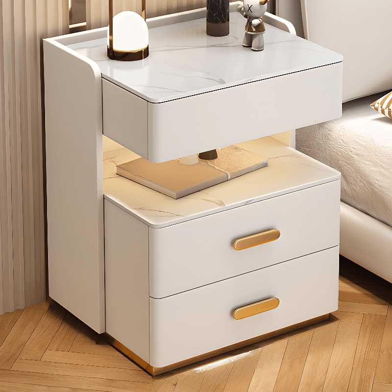 Minimalist Sintered Stone Drawer Storage Nightstand with Illumination Light thumbnail 7
