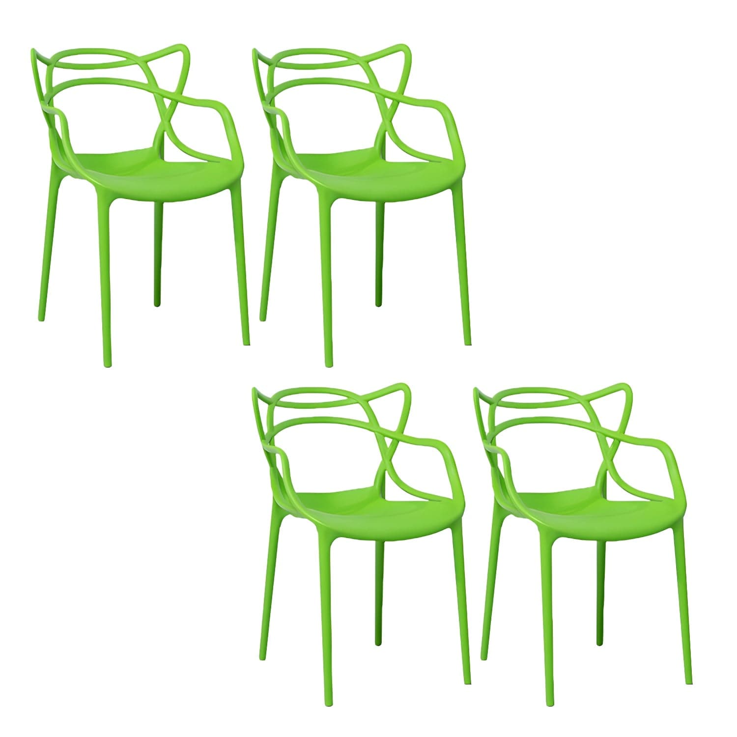 Open Back Dining Arm Chair Modern Indoor-Outdoor Plastic Chair thumbnail 3