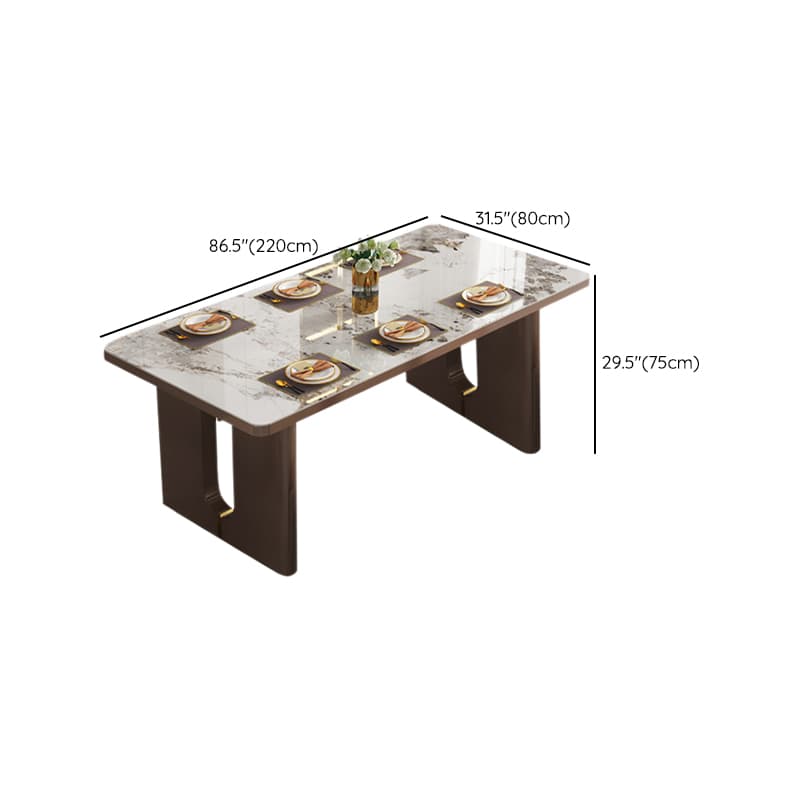 Rectangular Slate Dining Table Set with Two-sided Pedestal, Padded Chair, Back, and Multicolor Top thumbnail 12