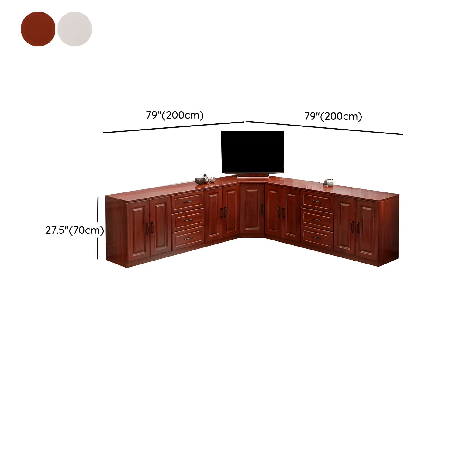 Modern Solid Wood Corner TV Stand Console with 6 - Drawer - 27.56" thumbnail 24
