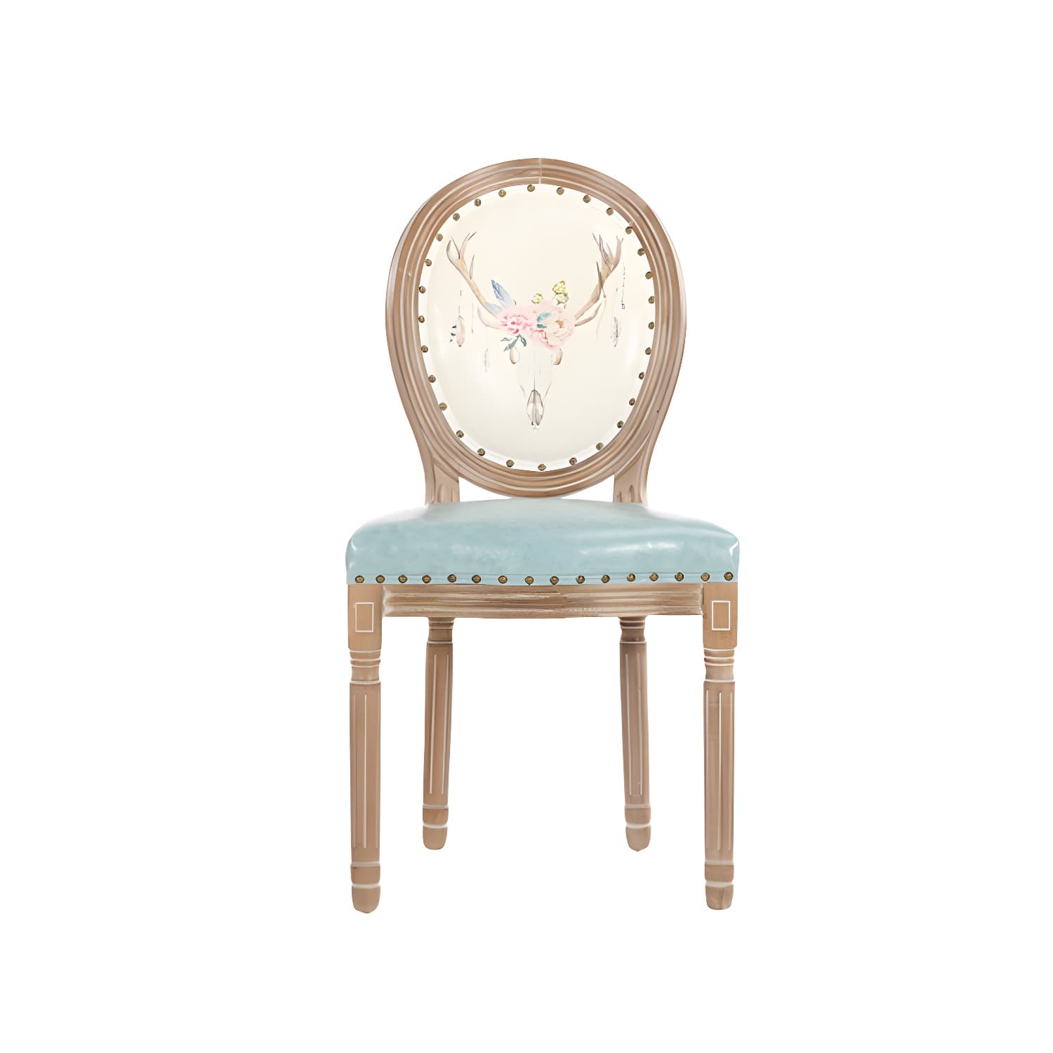 French Country Upholstered Armless Chair Home Solid Wood Dining Chair thumbnail 17