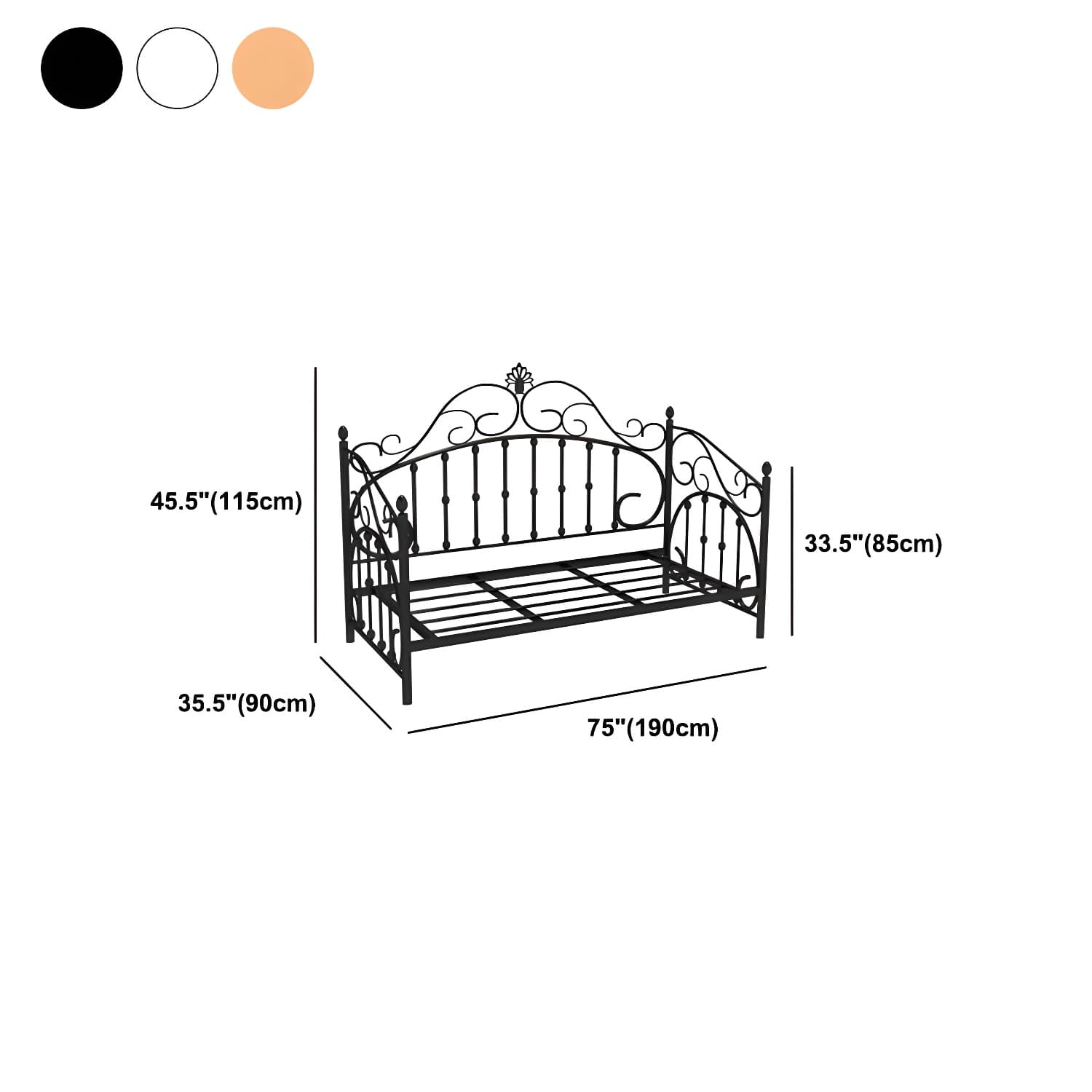 Luxurious Open-Frame Bed 45.28-inch High Metal Child's Bed with Headboard thumbnail 13