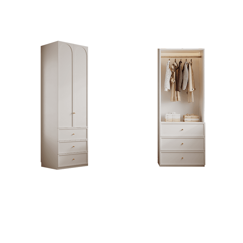 Minimalist Manufactured Wood Independent Almirah with 3-Drawer, Interior Shelves, and Clothing Rod thumbnail 1