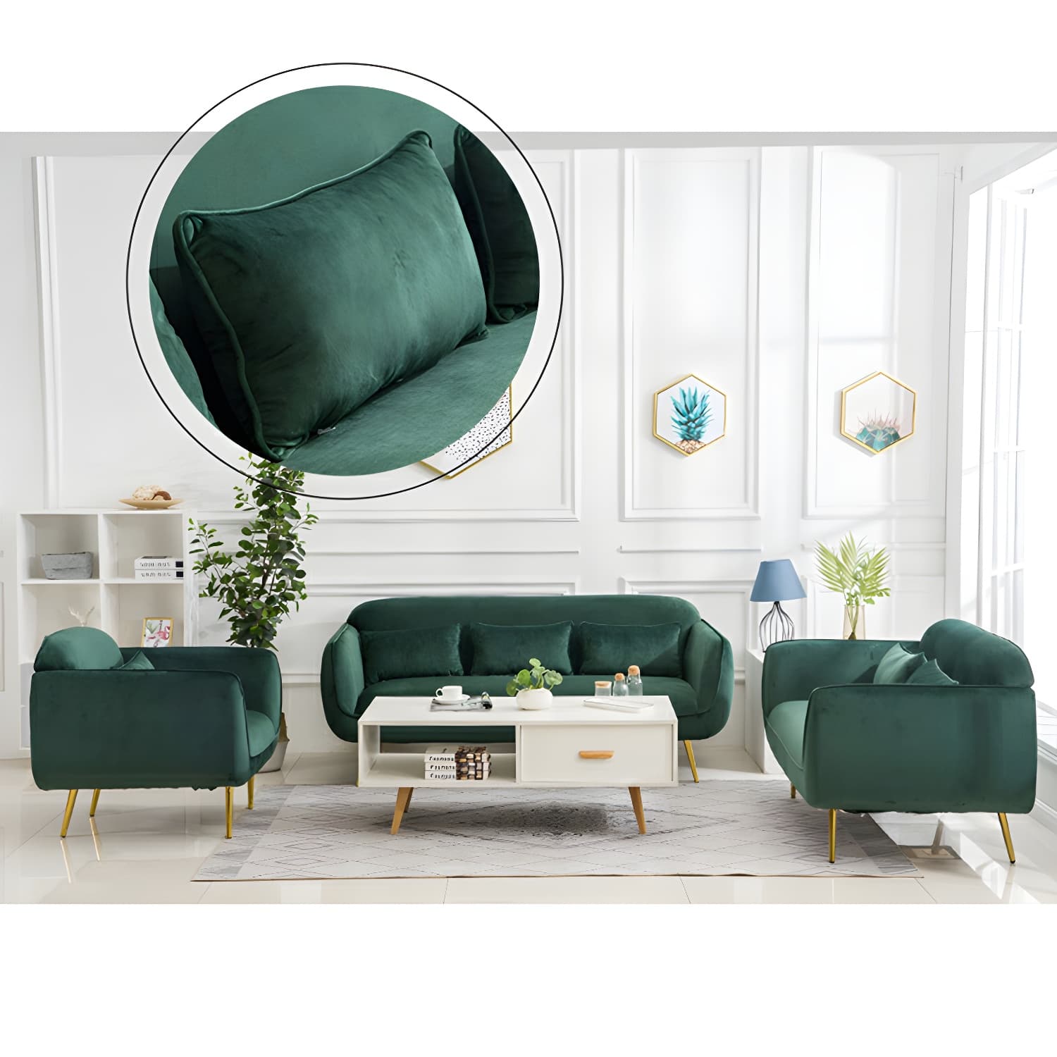 Glam Tight Back Loveseat with Flared Arm and Extra Pillows for Home and Apartment thumbnail 27