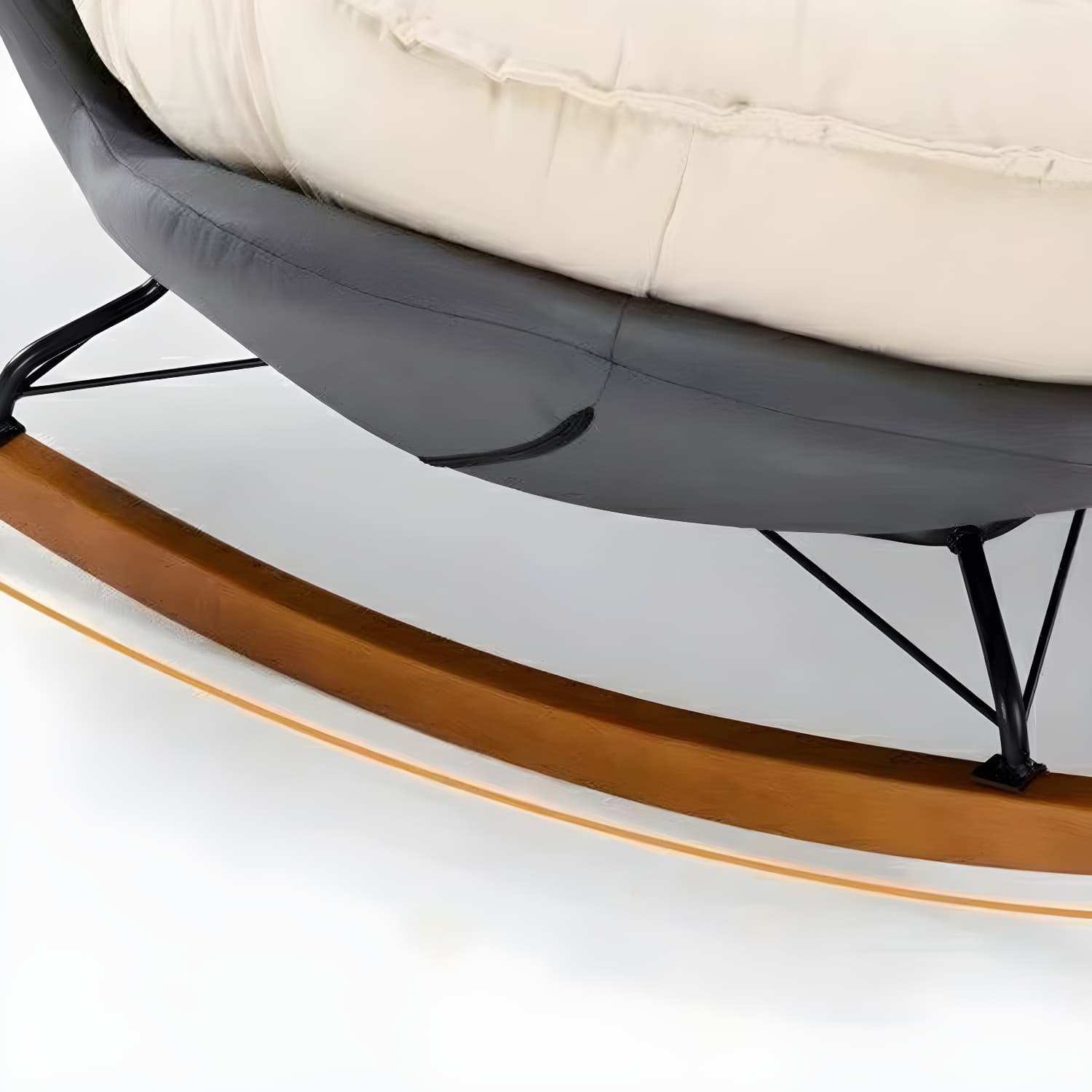 Modern Rocking Chair with Metal Frame and lint Upholstered, Solid Wood Legs and Armless Design - image 11