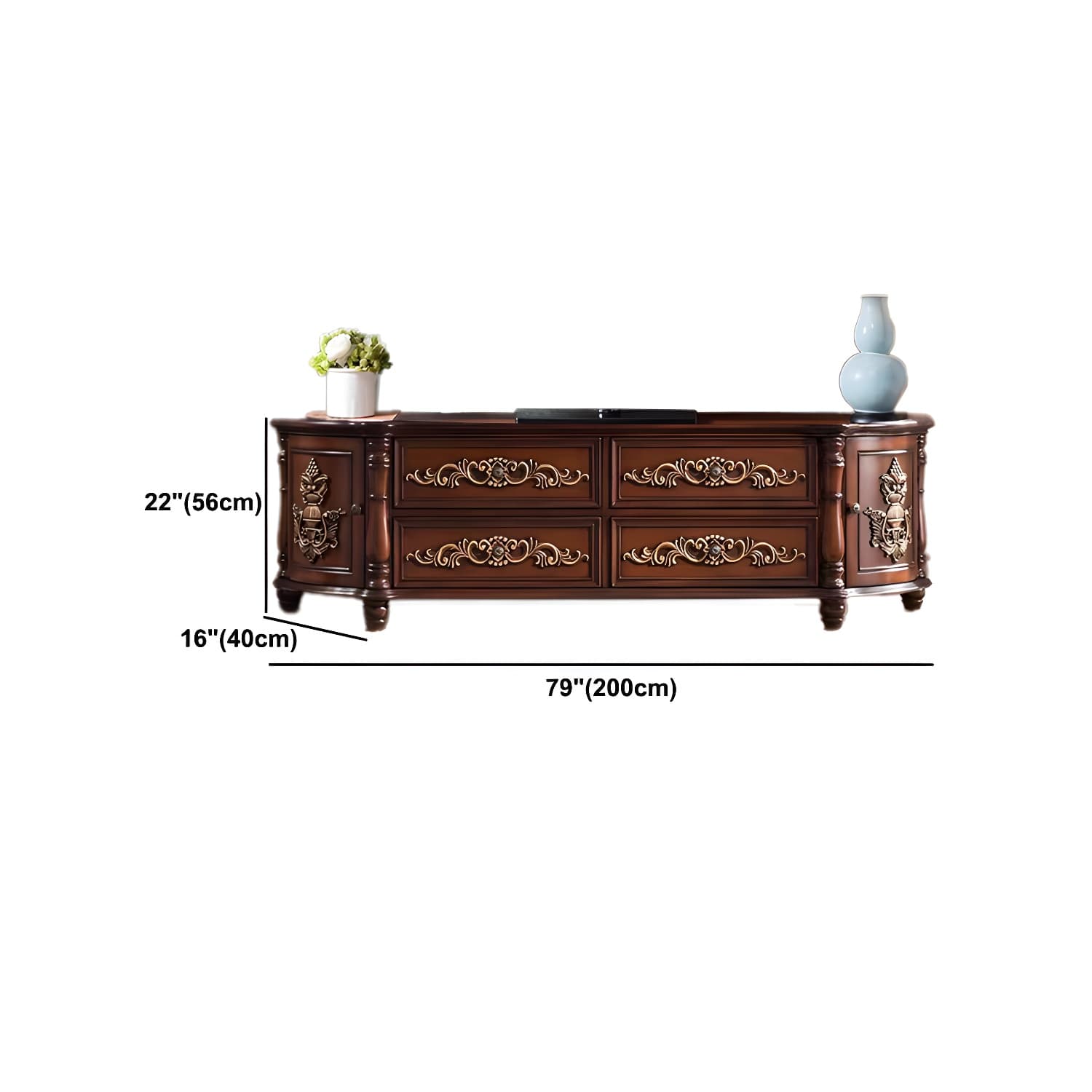 Traditional Birch Wood Media Console Matte Finish TV Media Stand with Drawers thumbnail 17