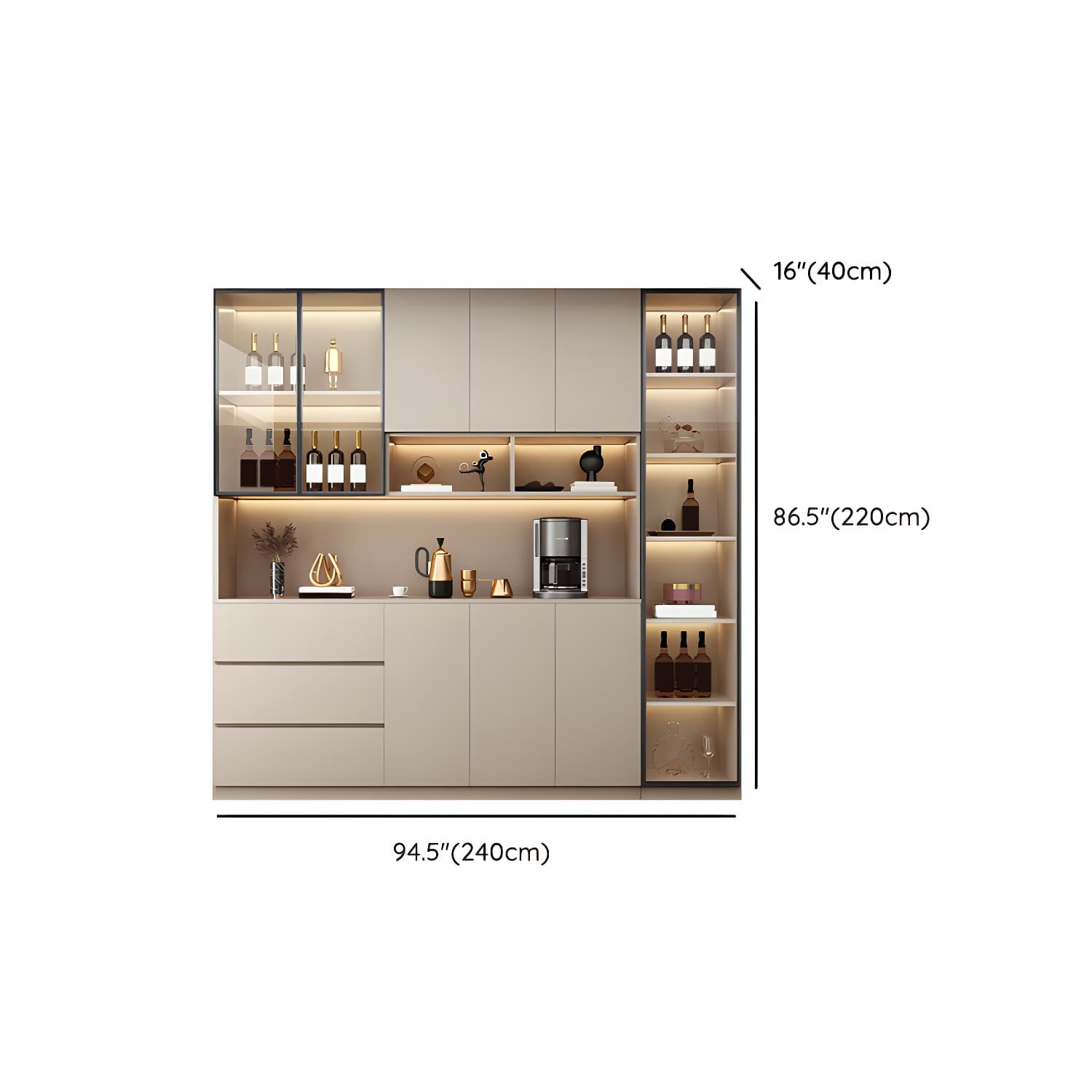 Modern Wood Cabinet with Glass Doors and Non-adjustable Shelves thumbnail 19