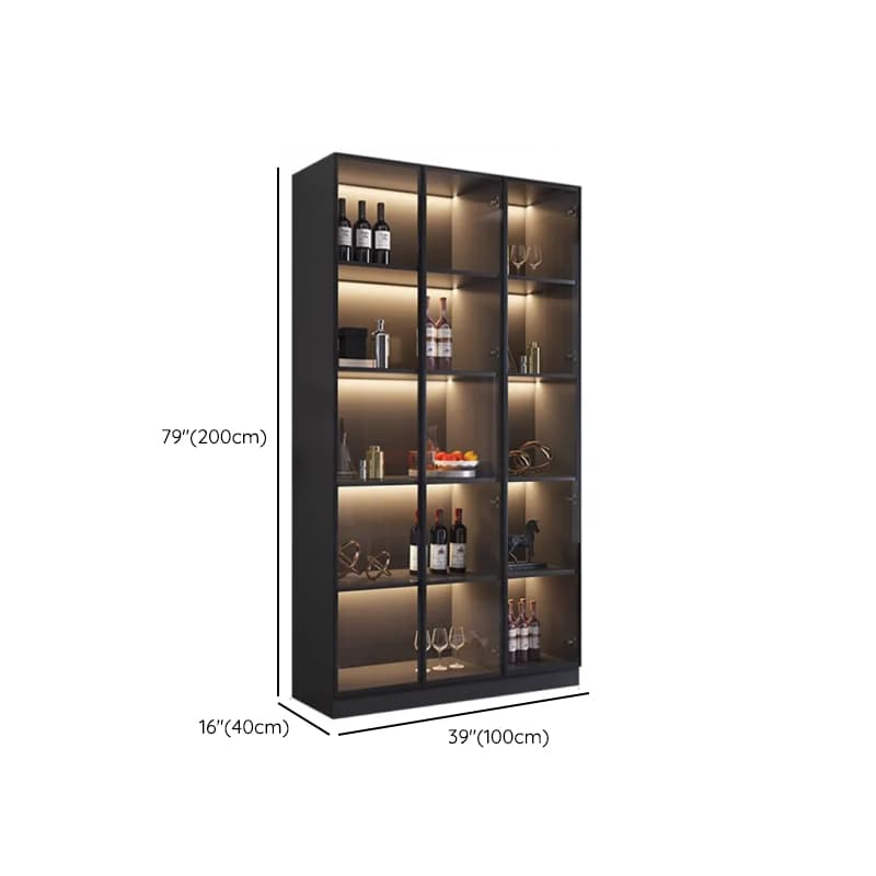Contemporary Rectangle Utility Storage Cabinet with Storage Cabinet, Composite Wood Countertop, Glass-panel Door in Midnight Black thumbnail 9