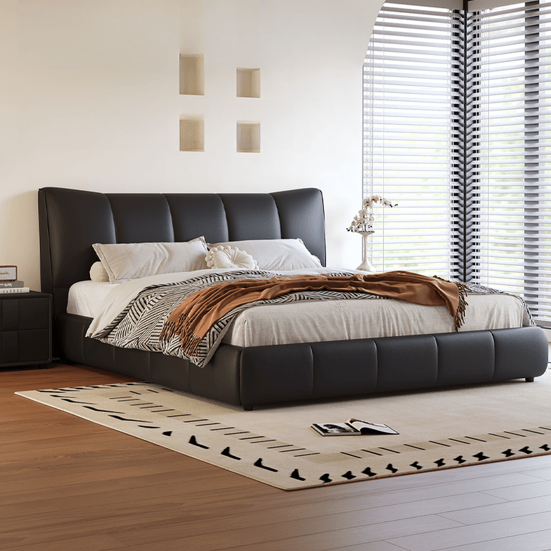 Ink Simplistic Storage Bed/Platform Bed in Genuine Leather with Leg for Bedroom thumbnail 3