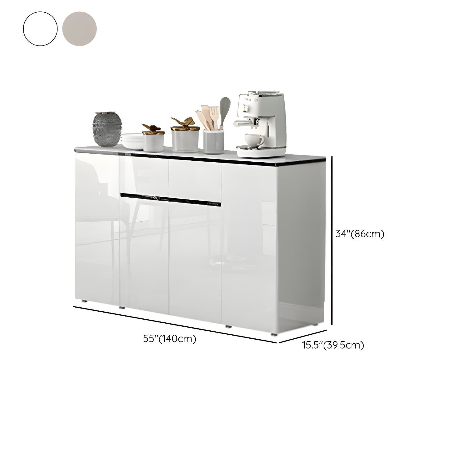 Contemporary Glass Top Sideboard Cabinet with Drawer for Living Room thumbnail 19