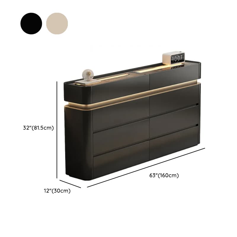 Minimalist Horizontal Console Dresser Illumination Light Timber 8 Drawers thumbnail 16