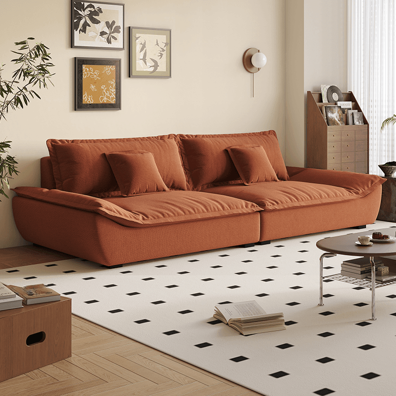 Modish Solid Color Stain Resistant Standard Sofa/Loveseat for 3-seater/4-seater/5 Person with 2 Pillows thumbnail 7
