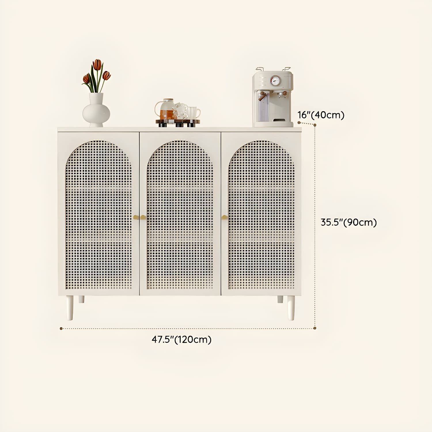 White Modern Sideboard Credenza with Cabinets and Reserve Installation Holes, Full Assembly Required thumbnail 17