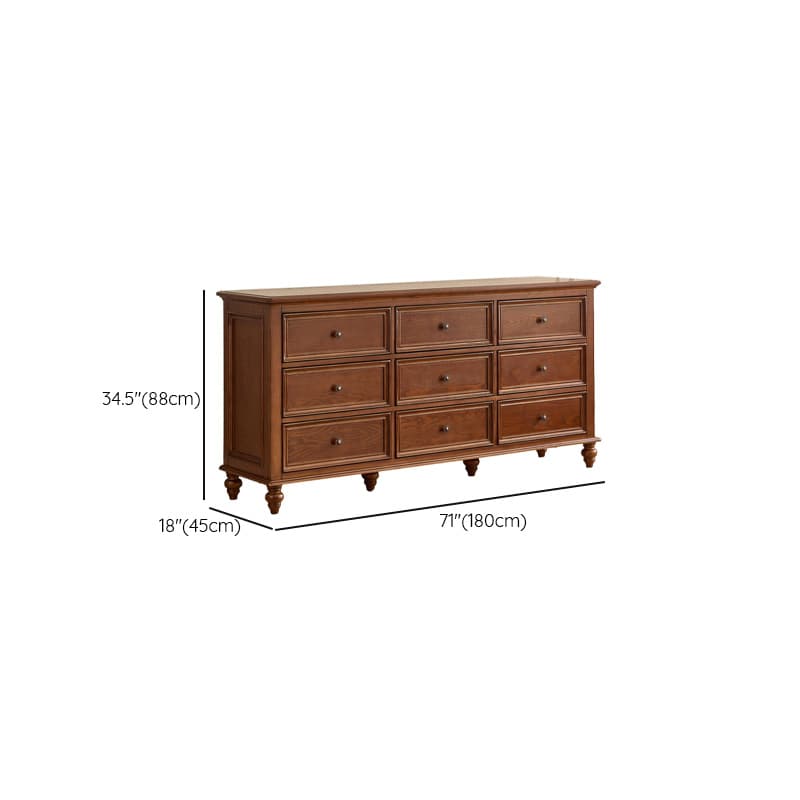 Cocoa Casual Ash Wood Double Dresser/Lingerie Chest with 9/8/6 Drawers, Horizontal/Vertical thumbnail 13
