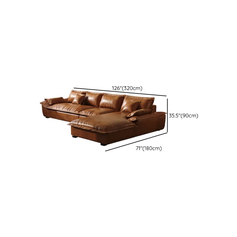 L-Shape Brown Leather Sofa Recliner thumbnail 13