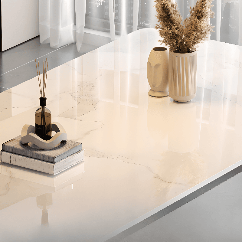 Trendy White/Charcoal/Light Gray Rectangle Scratch Resistant Sintered Stone Top Dining Table for 4/8 People/Seats 6, Standard Table Height thumbnail 12