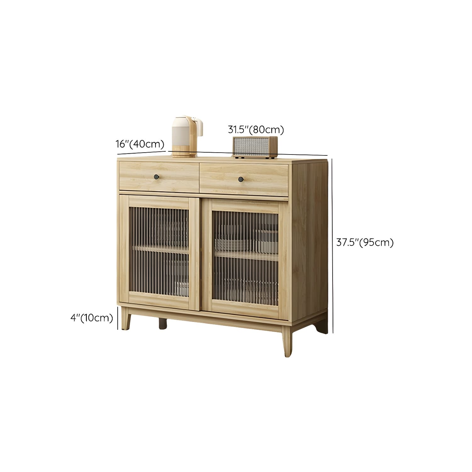 Contemporary Wood Buffet with Glass Doors and 3 Storage Drawers thumbnail 23