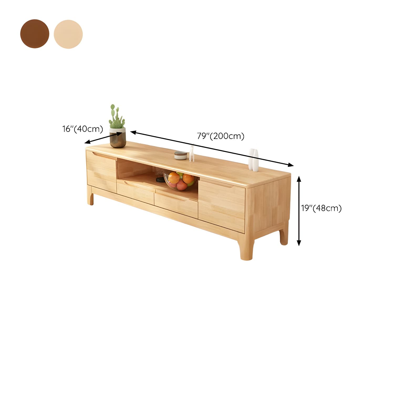 Scandinavian with Drawers Rubberwood with Cabinet TV Media Console thumbnail 15