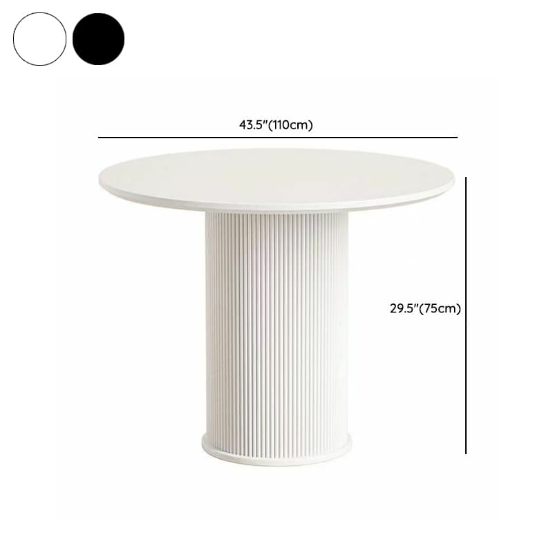 Minimalist Sintered Stone Rounded Fixed Dining Table with Single Ribbed Leg for 2 People/for 4 thumbnail 16
