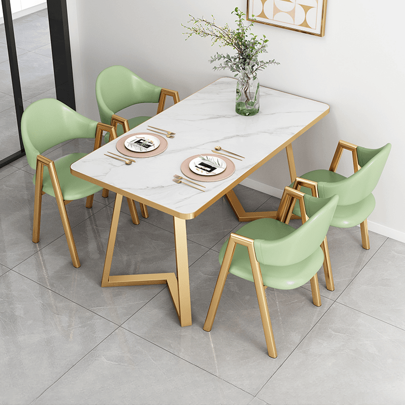Glamorous Stone Top Sleigh Base Dining Table Set thumbnail 8