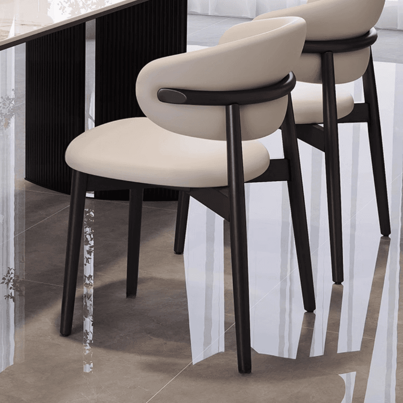 Dining Table Set with Rectangular Slate Stone Top and Two-sided Pedestal, Featuring Padded Chair with Back, 5-piece in White thumbnail 4