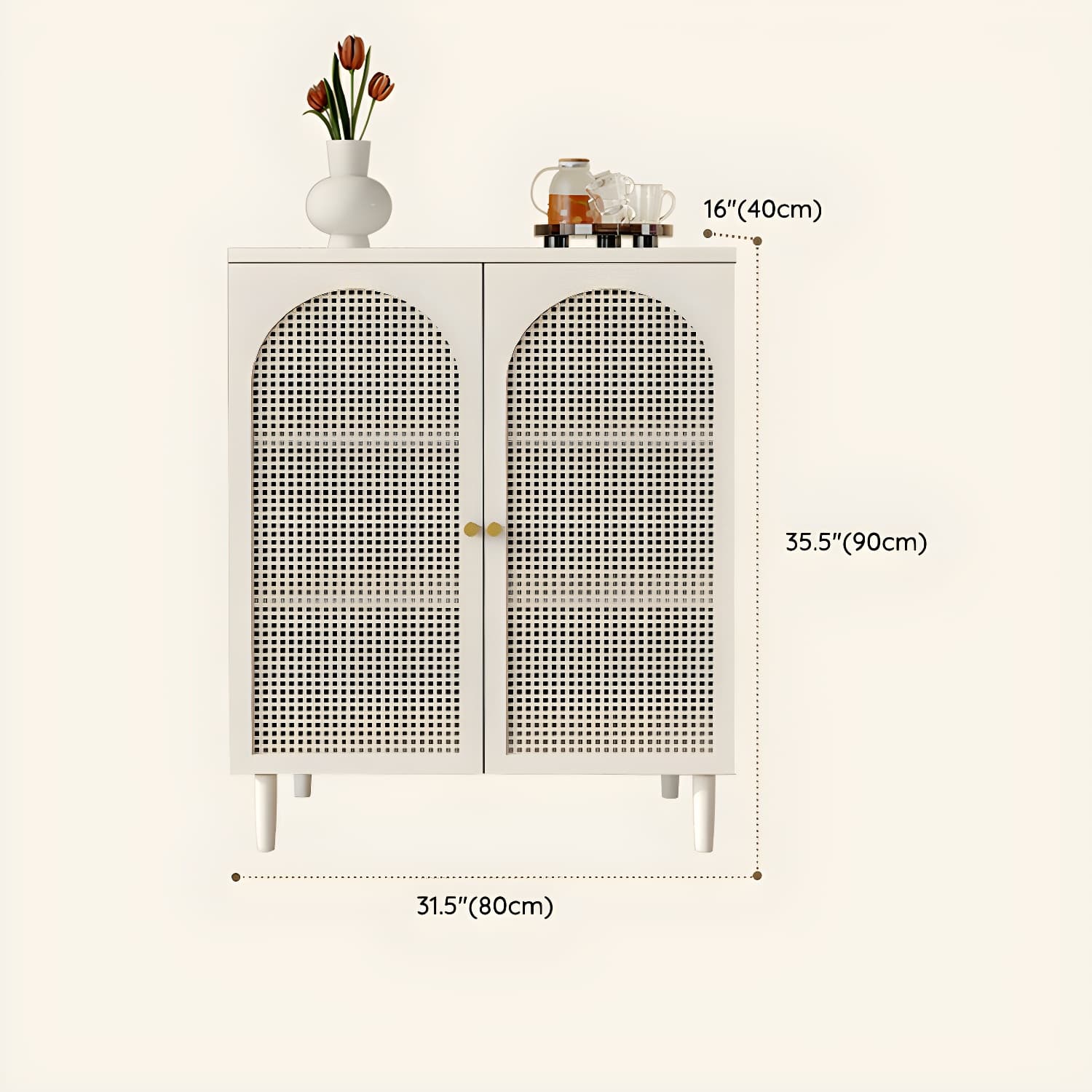 White Modern Sideboard Credenza with Cabinets and Reserve Installation Holes, Full Assembly Required thumbnail 15