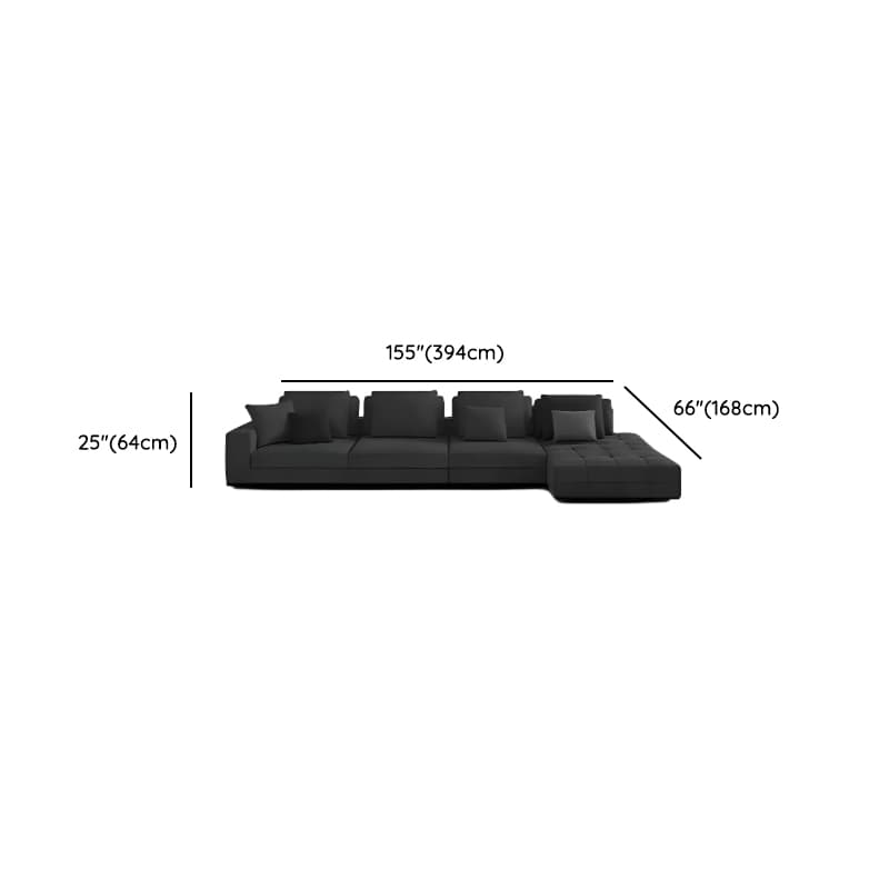 L-Shape Dark Upholstery Corner Sectional, Seats 5 with Button-tufted Design thumbnail 12