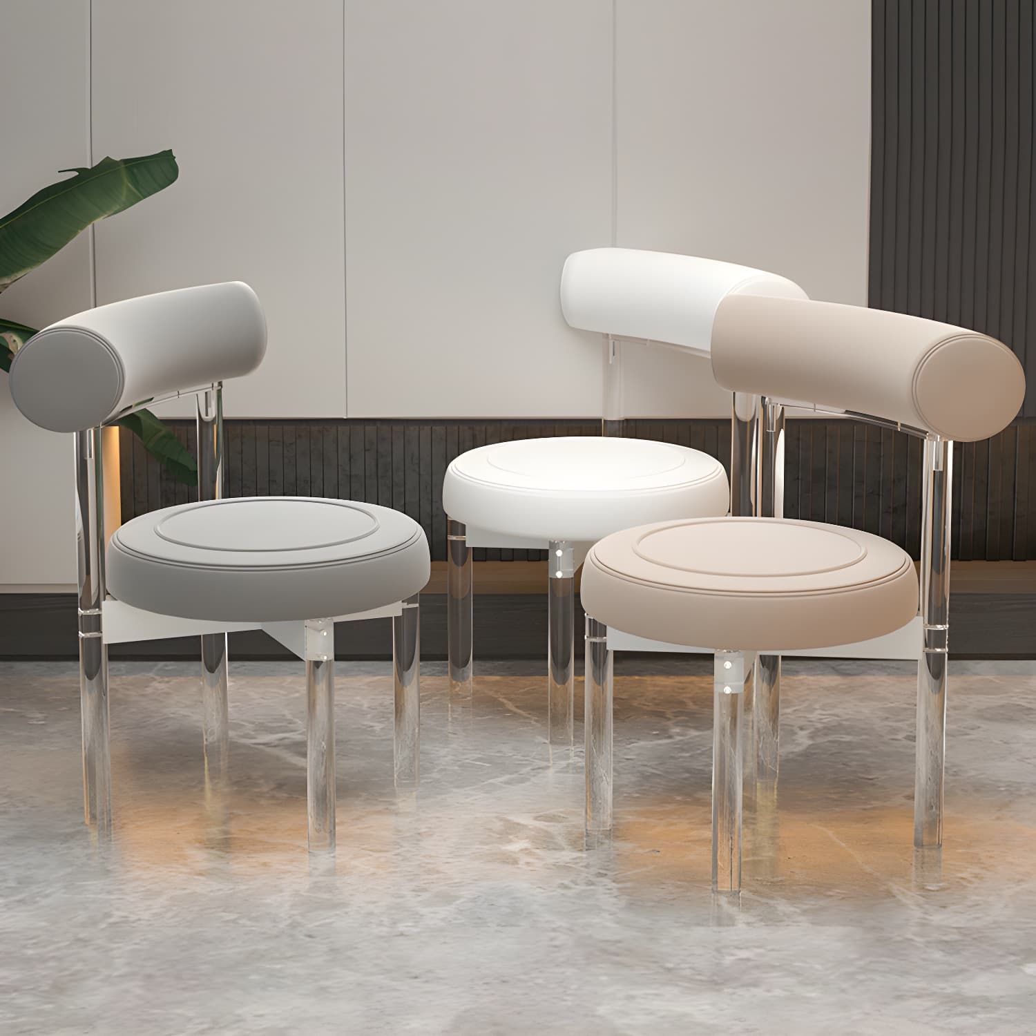 Clear Leg Modern Side Chair with Low Back and Upholstered Polyurethane Seat thumbnail 19