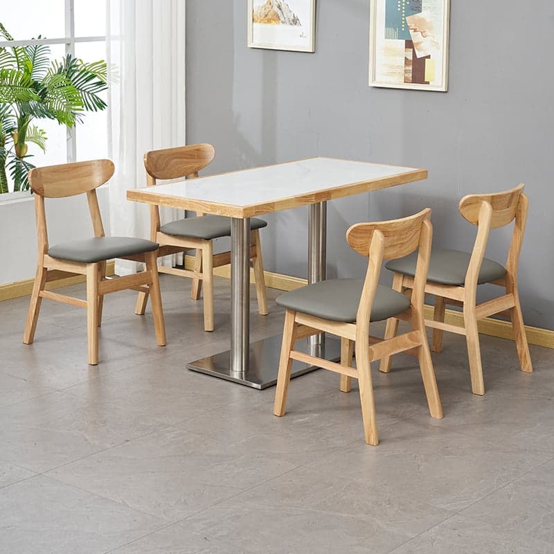 Dining Table Set with Slate Stone Top and Trestle Base, Seating Capacity for 4 People thumbnail 4