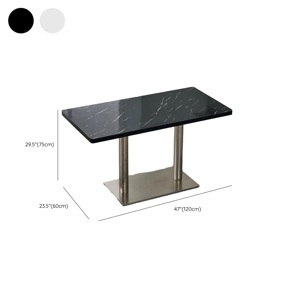 Art Deco Rectangular Dining Table with Lumber Top, Fixed Table Mechanism in Ink/White/Sepia thumbnail 16