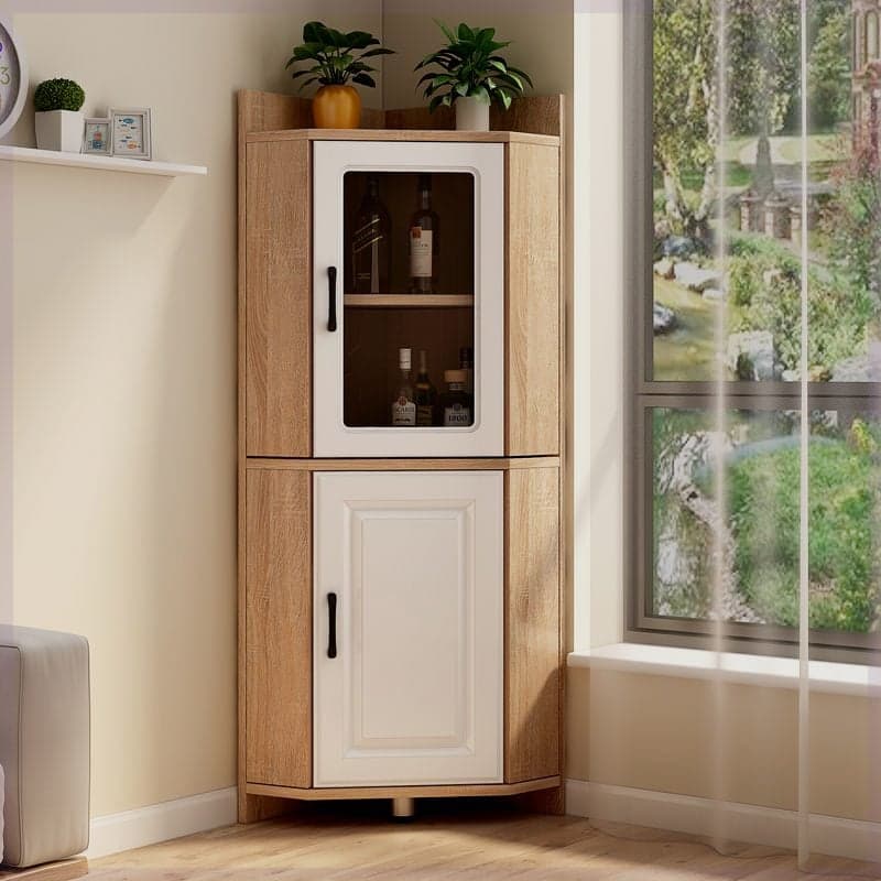 Gray/Wood Grain Unattached Accent Cabinet with Engineered Wood for Living Room thumbnail 4