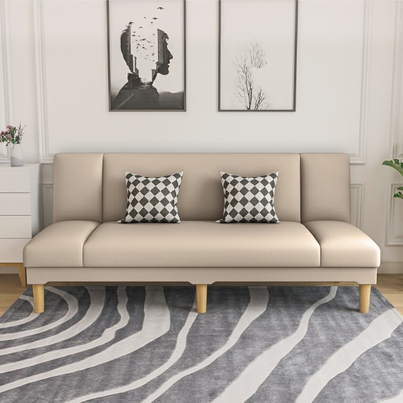 Scandinavian Armless Sleeper Sofa, Light Wood, Foam Filling, Includes Pillows thumbnail 11