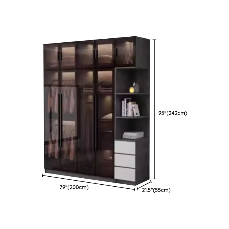 Charcoal Modish Timber Self-supporting Cabinet Armoire with Soft Close Drawer and Door, Hanging Rod thumbnail 27