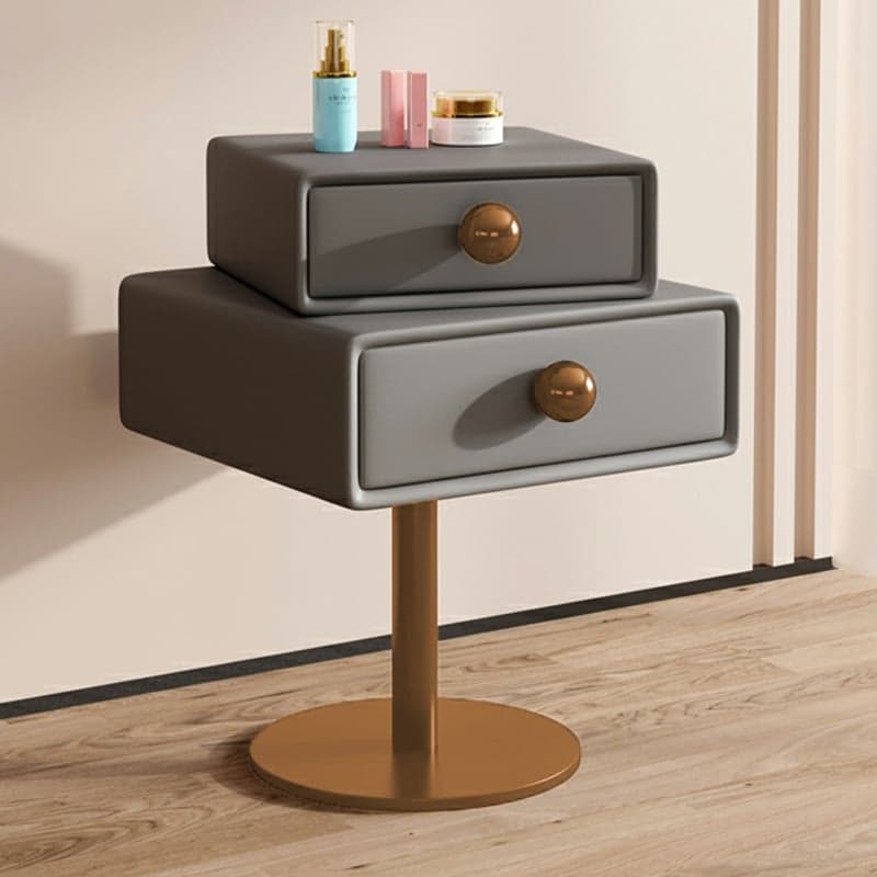 Modern Faux Leather Drawer Storage Nightstand in Narrow for Bedroom thumbnail 1