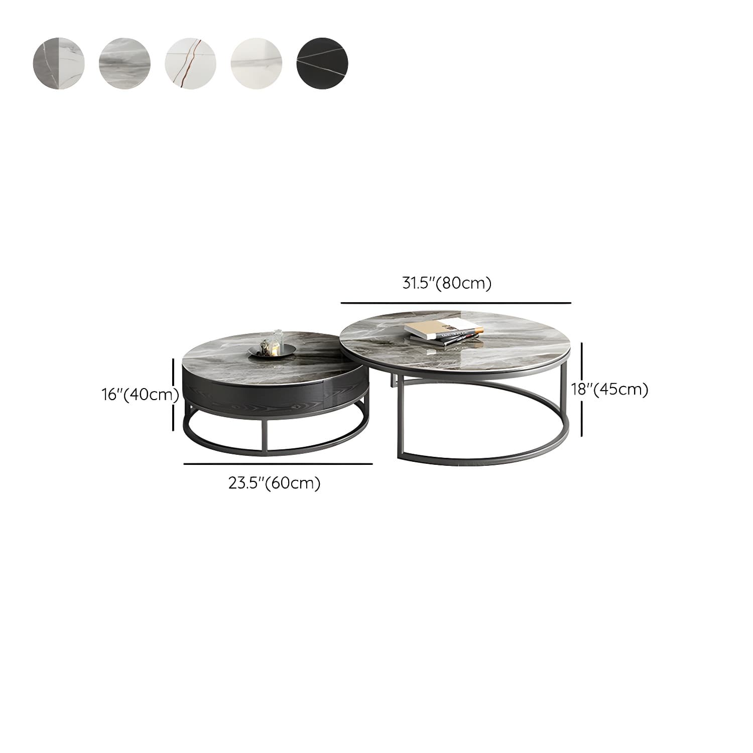 Slate Coffee Table Slate Nesting Coffee Table Set with Storage Drawer thumbnail 17