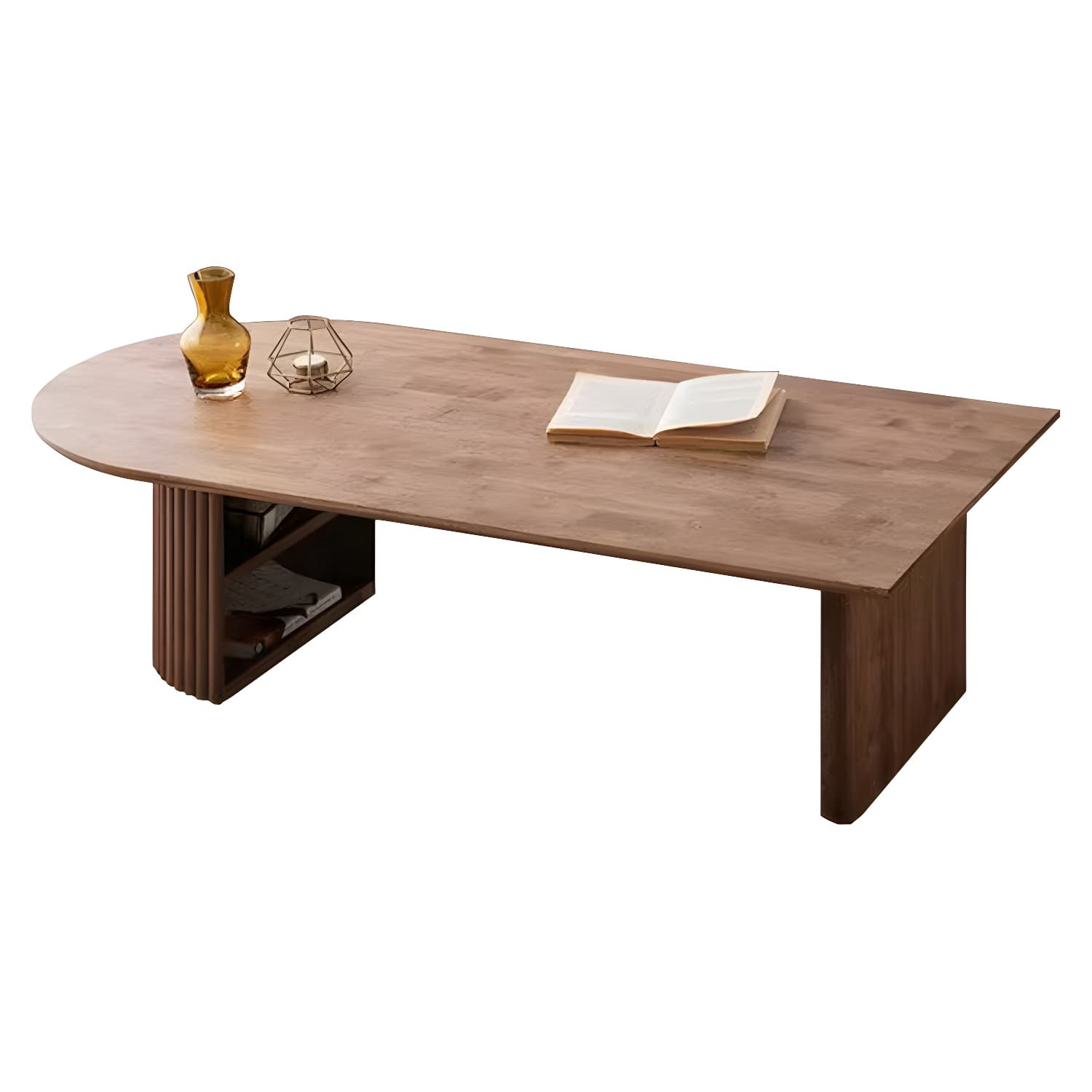 Modern Brown Wood Coffee Table with Rectangular Top and Brown Base thumbnail 8