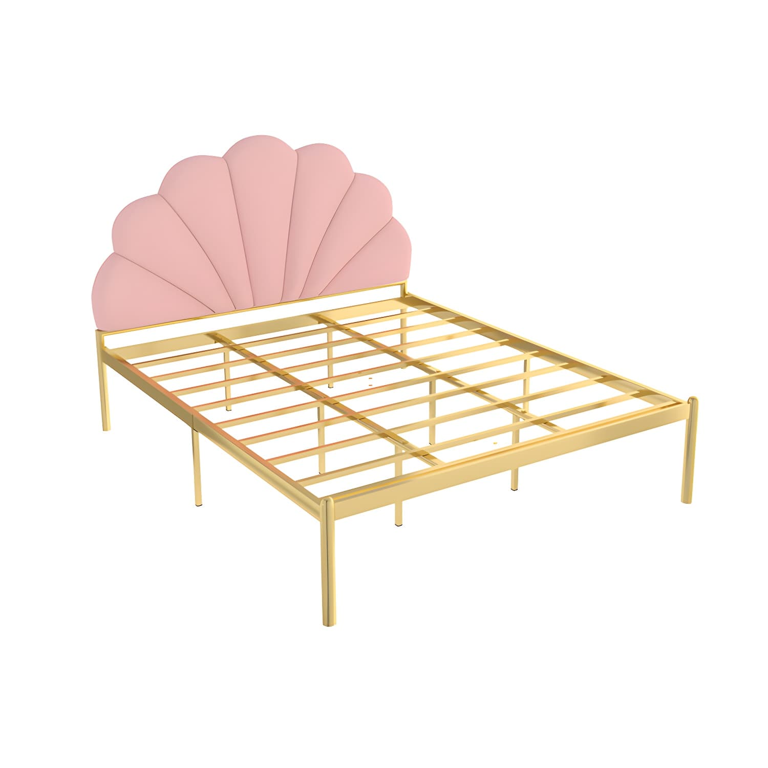 shell Suede Upholstered Headboard ,47 inch High Metal Panel Bed thumbnail 8
