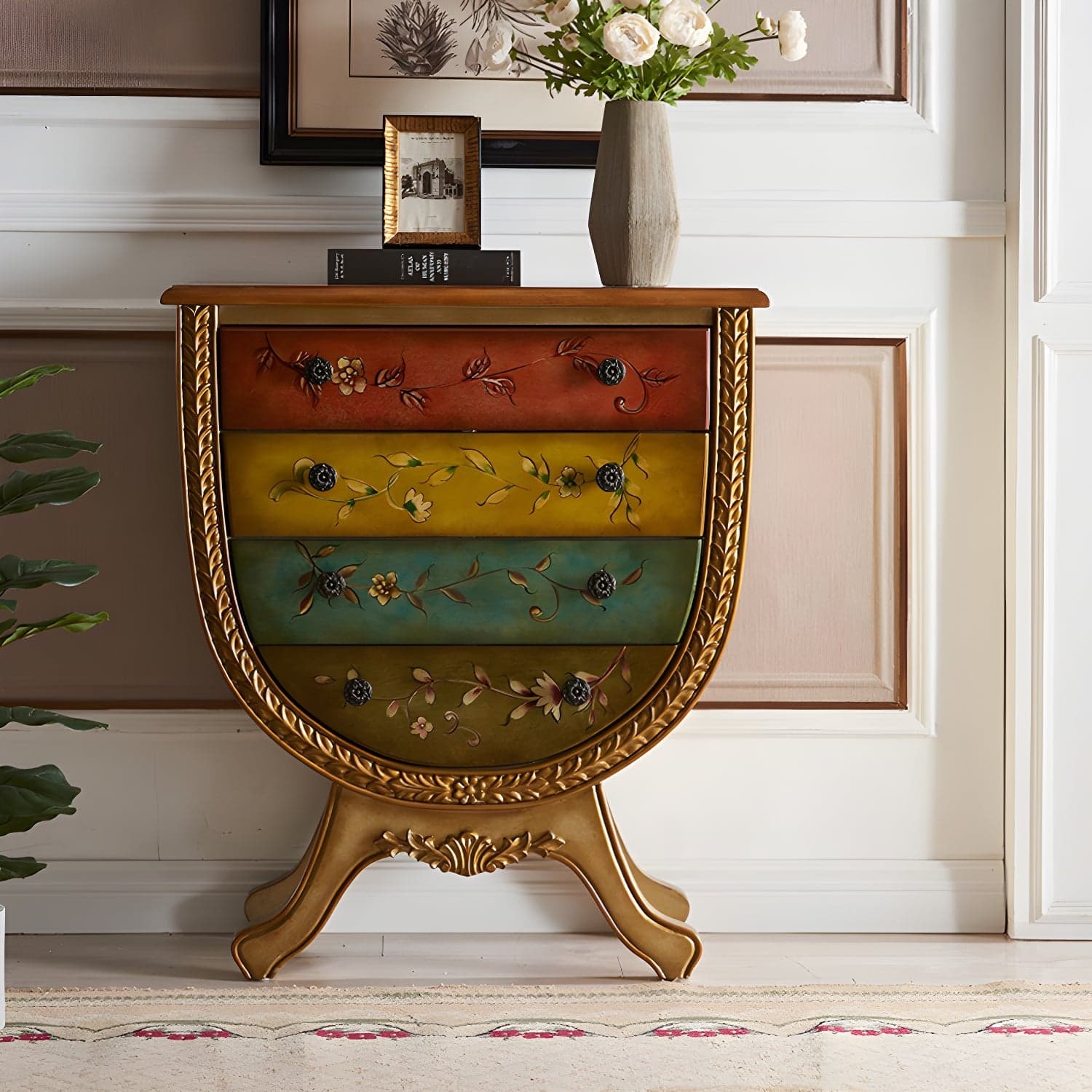 Rustic Wood Chest Vertical Chest with Drawers for Living Room thumbnail 3
