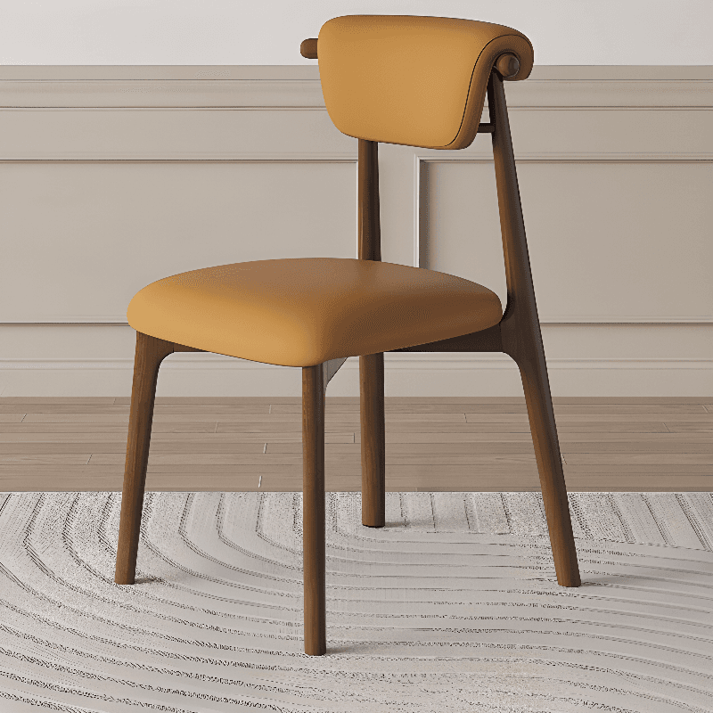 Casual Side Chair in Vinyl Leather with Wood Legs, Low Back, Framed and Balanced thumbnail 6