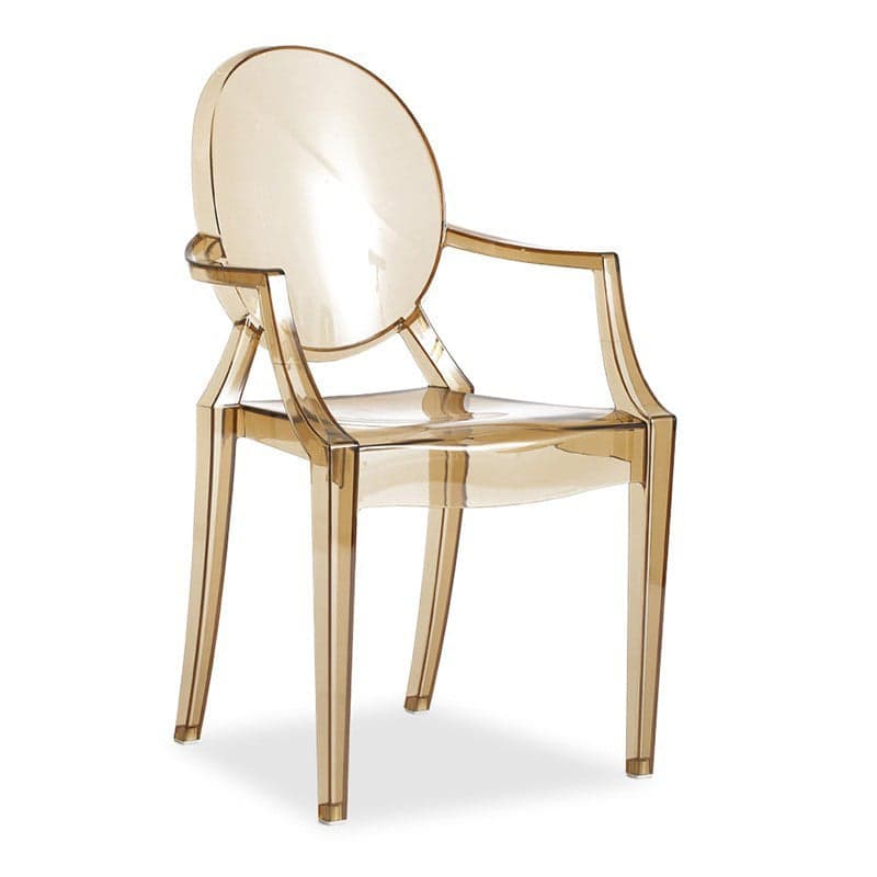 Scandinavian Reliable Arm Chair in Plastic for Dinette with Open Back and Foot Pads thumbnail 1