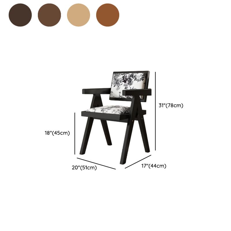 Modish Arm Chair with Ventilated Back, Padded Upholstery, Arms, and Natural Wood Legs thumbnail 18