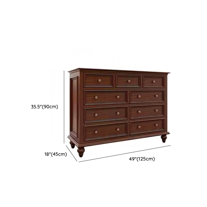 Cocoa Retro Ash Wood Double Dresser/Lingerie Chest/Bachelor Chest with 9/7/8 Drawers in Horizontal/Vertical Orientation thumbnail 14