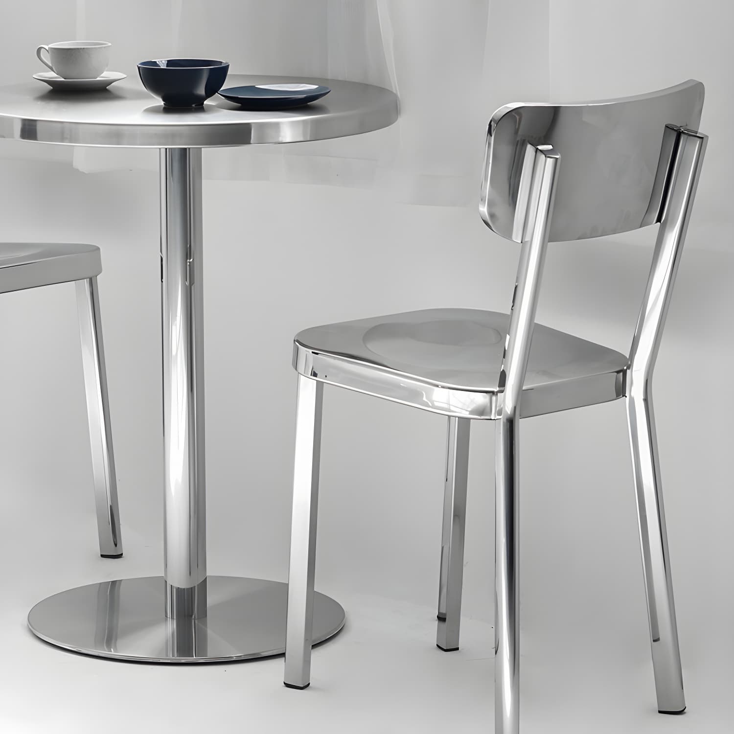 Industrial Dining Room Table Stainless Steel Table with Pedestal Table for Home Kitchen Dinner thumbnail 10