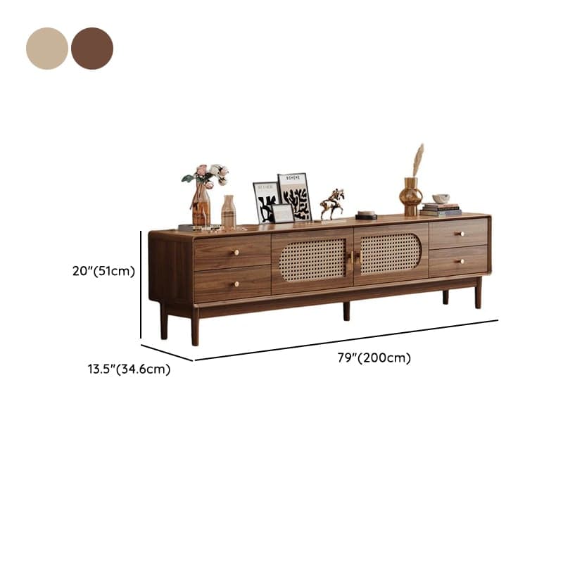 Solid+Engineered Wood TV Stand with 4 Drawers, 2 Cabinets, Cable Management, and Variable Shelf thumbnail 12