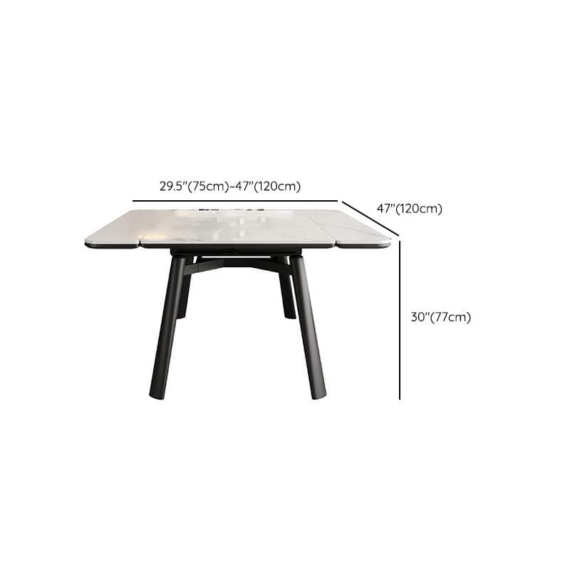 Rectangular Slate Stone Dining Table Set with 4 Legs, Padded Chair with Back, 7 Piece Set in White thumbnail 6
