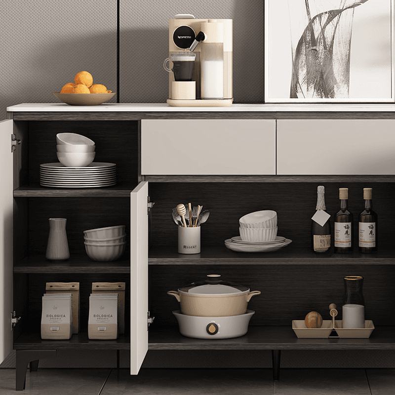 Modish Sideboard with 2 Drawers, 1 Shelf, Larder Storage, Sintered Stone Countertop, and 2/3 Doors thumbnail 8