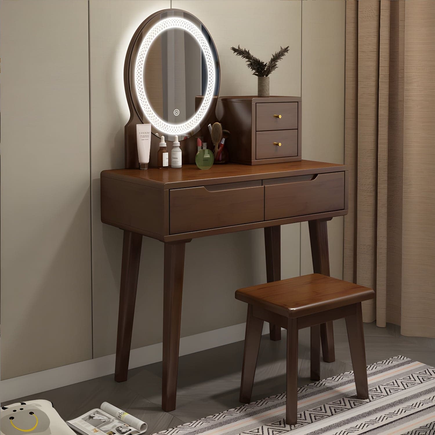 Traditions Make-up Vanity Solid Wood Bedroom With Drawer Dressing Table thumbnail 6