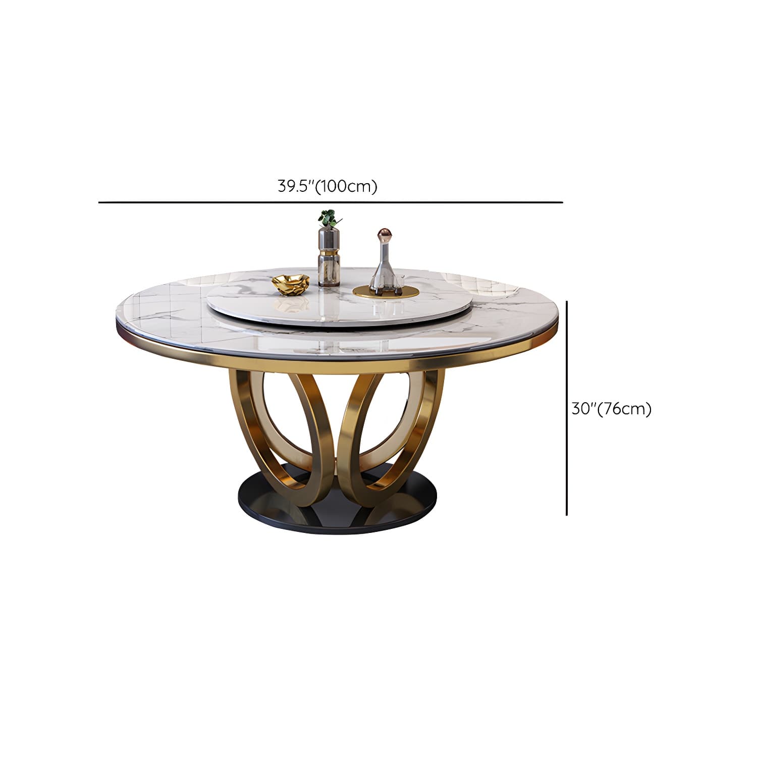 Glamorous Round Marble Dining Set with Gold Metal Pedestal Base and Upholstered White Chairs thumbnail 10