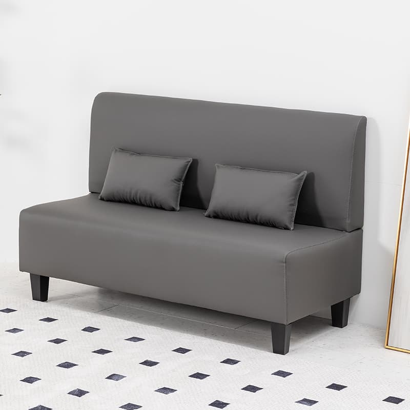 Contemporary Modern Solid Color Stain Resistant Loveseat in Gray/White/Cerulean for 2 People with 2 Pillows thumbnail 4